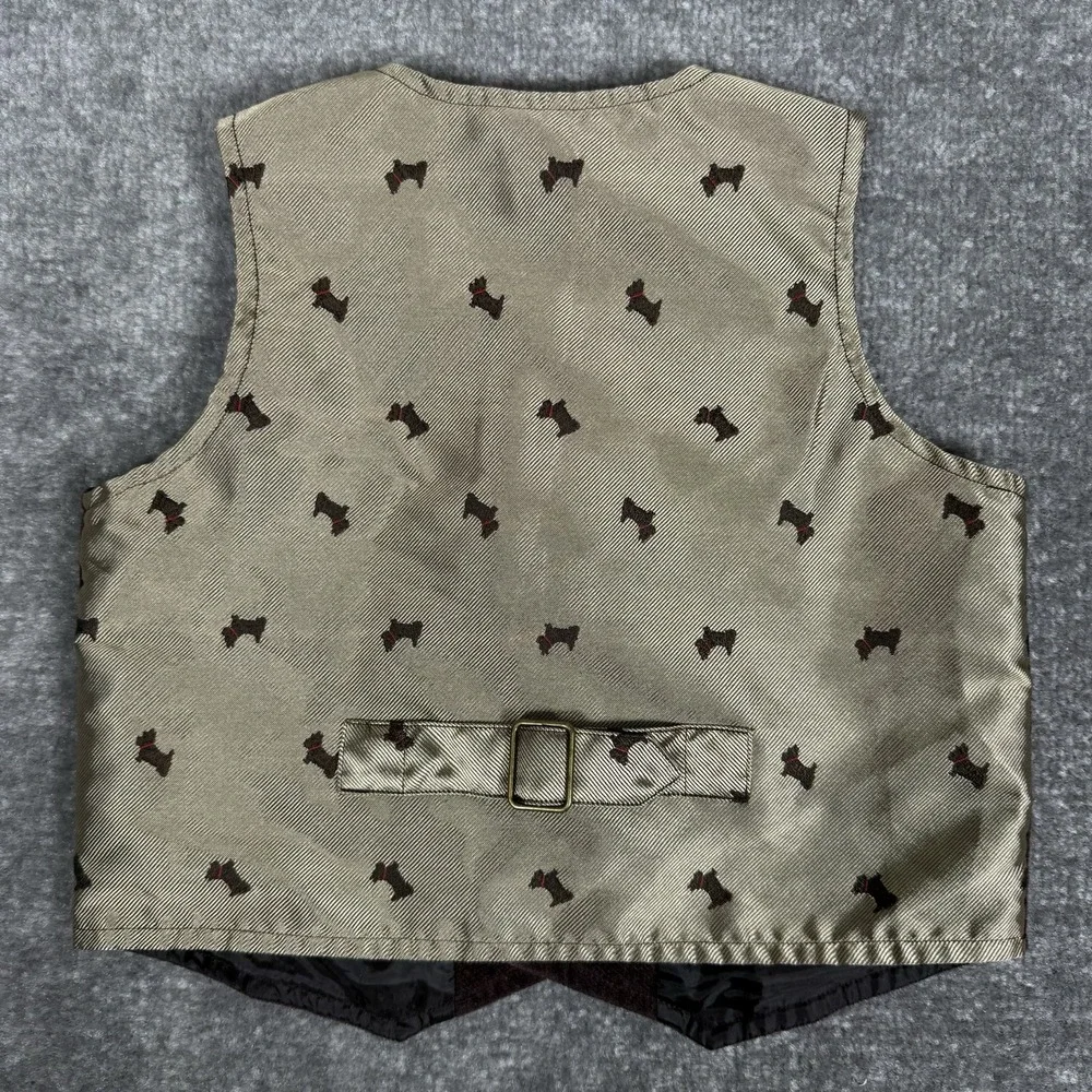 Baby Gap Vest Boys 12-24 mos Brown‎ Scottie Terrier Print